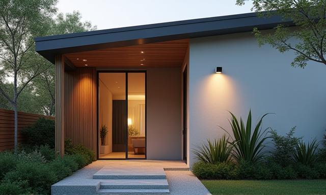 Smart home with security cameras visible on walls